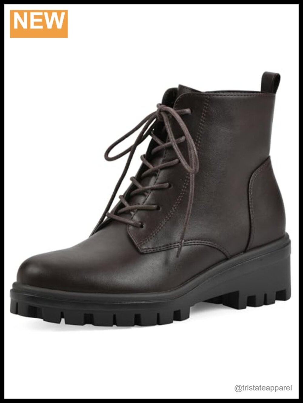 Women's Combat Bootie, Lug Sole, Zipper & Lace Up, Cushioned Insole
